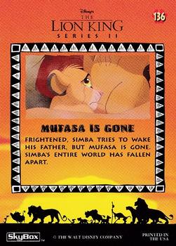 1994 SkyBox The Lion King Series 1 & 2 #136 Mufasa Is Gone Back