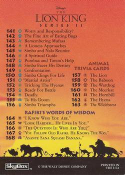 1994 SkyBox The Lion King Series 1 & 2 #170 Checklist B Front