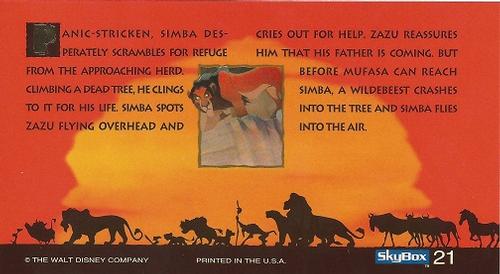 1994 SkyBox The Lion King Widevision #21 Panic-stricken, Simba desperately scrambles for Back