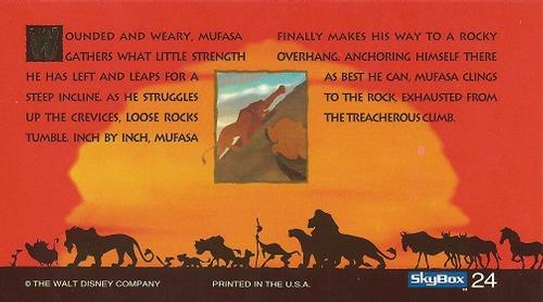 1994 SkyBox The Lion King Widevision #24 Wounded and weary, Mufasa gathers what little Back