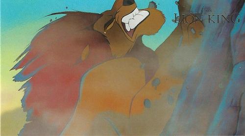 1994 SkyBox The Lion King Widevision #24 Wounded and weary, Mufasa gathers what little Front