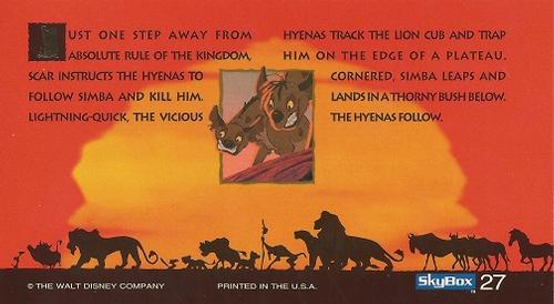1994 SkyBox The Lion King Widevision #27 Just one step away from absolute rule of the Back