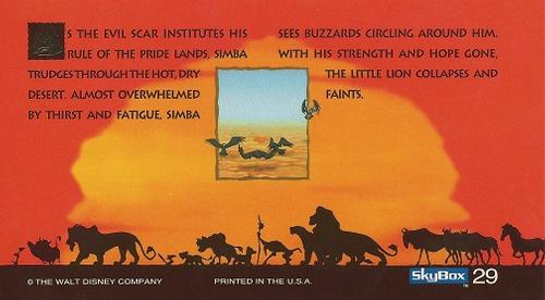 1994 SkyBox The Lion King Widevision #29 As the evil Scar institutes his rule of the pride lands Back