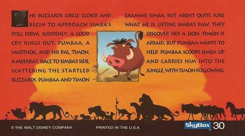 1994 SkyBox The Lion King Widevision #30 The buzzards circle closer and begin to approach Back