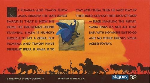 1994 SkyBox The Lion King Widevision #32 As Pumbaa and Timon show Simba around the Back