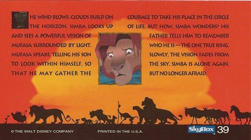 1994 SkyBox The Lion King Widevision #39 The wind blows, clouds build on the horizon. Simba Back