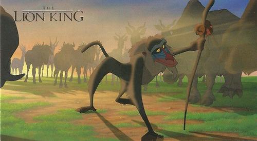 1994 SkyBox The Lion King Widevision #3 High atop the plateau, Mufasa looks at the animals Front