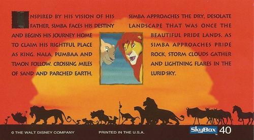 1994 SkyBox The Lion King Widevision #40 Inspired by his vision of his father, Simba faces his Back