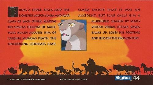 1994 SkyBox The Lion King Widevision #44 From a ledge, Nala and the lionesses watch Simba Back