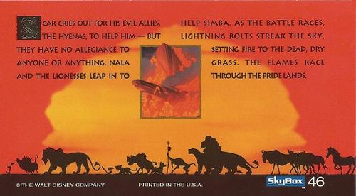1994 SkyBox The Lion King Widevision #46 Scar cries out for his evil allies, the hyenas, to help Back