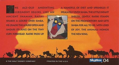 1994 SkyBox The Lion King Widevision #4 The age-old anointing ceremony begins. Like an Back