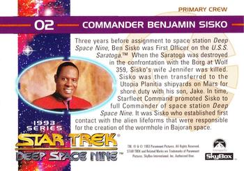 1993 SkyBox Star Trek: Deep Space Nine #2 Commander Benjamin Sisko Back