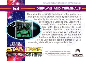 1993 SkyBox Star Trek: Deep Space Nine #63 Displays and Terminals Back