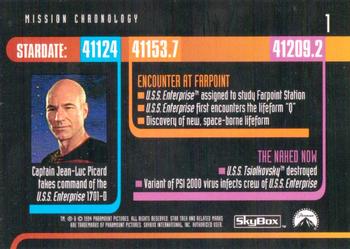 1994 SkyBox Star Trek: The Next Generation Season 1 #1 Mission Chronology Back
