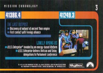 1994 SkyBox Star Trek: The Next Generation Season 1 #3 Mission Chronology Back