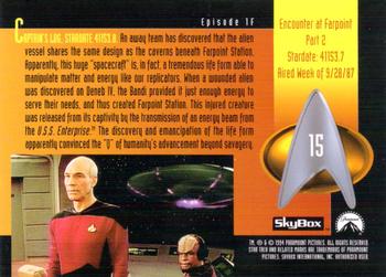 1994 SkyBox Star Trek: The Next Generation Season 1 #15 Encounter at Farpoint Part 2 Back