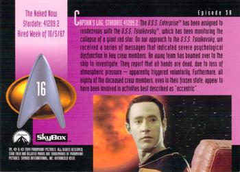 1994 SkyBox Star Trek: The Next Generation Season 1 #16 The Naked Now Back