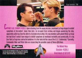 1994 SkyBox Star Trek: The Next Generation Season 1 #17 The Naked Now Back