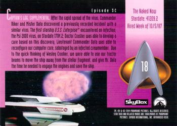 1994 SkyBox Star Trek: The Next Generation Season 1 #18 The Naked Now Back