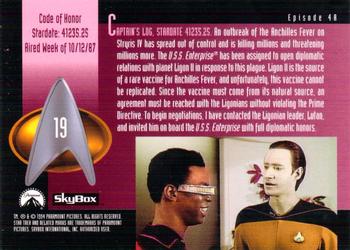 1994 SkyBox Star Trek: The Next Generation Season 1 #19 Code of Honor Back