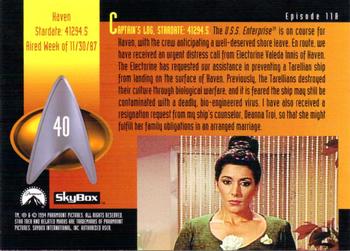 1994 SkyBox Star Trek: The Next Generation Season 1 #40 Haven Back