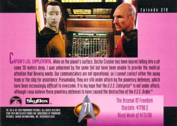 1994 SkyBox Star Trek: The Next Generation Season 1 #71 The Arsenal of Freedom Back