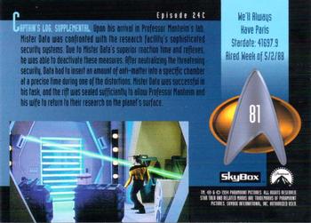 1994 SkyBox Star Trek: The Next Generation Season 1 #81 We'll Always Have Paris Back