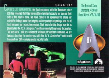 1994 SkyBox Star Trek: The Next Generation Season 1 #87 The Neutral Zone Back