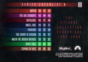 1994 SkyBox Star Trek: The Next Generation Season 1 #88 Series Checklist A Back
