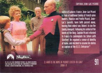 1994 SkyBox Star Trek: The Next Generation Season 1 #91 Captain Jean-Luc Picard Back