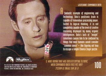 1994 SkyBox Star Trek: The Next Generation Season 1 #100 Lieutenant Commander Data Back