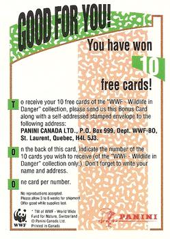 1992 Panini Wildlife In Danger #NNO1 Good For You! Front