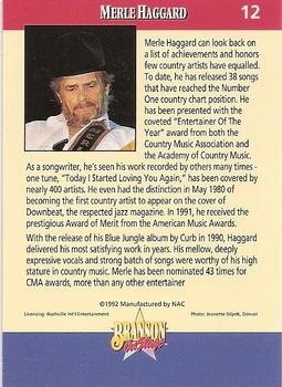 1992 NAC/Hit Cards International Branson On Stage #12 Merle Haggard Back