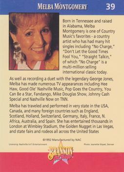 1992 NAC/Hit Cards International Branson On Stage #39 Melba Montgomery Back