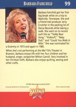 1992 NAC/Hit Cards International Branson On Stage #99 Barbara Fairchild Back