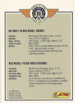 1992 Panini Wings of Fire #96 Air Force F-4G Wild Weasel Aircraft Back