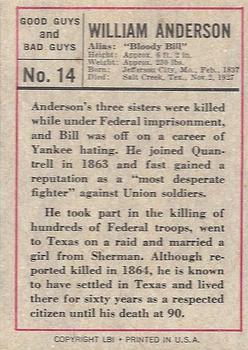 1966 Leaf Good Guys and Bad Guys #14 Bill Anderson Back