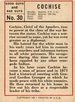 1966 Leaf Good Guys and Bad Guys #30 Cochise Back