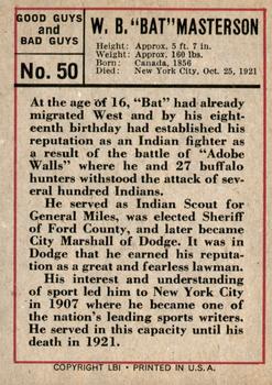1966 Leaf Good Guys and Bad Guys #50 Bat Masterson Back