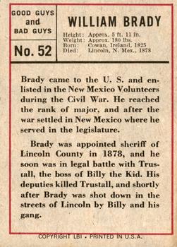 1966 Leaf Good Guys and Bad Guys #52 William Brady Back