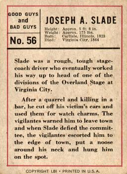 1966 Leaf Good Guys and Bad Guys #56 Joe Slade Back