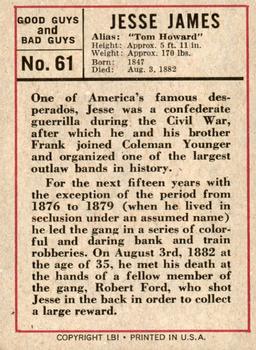1966 Leaf Good Guys and Bad Guys #61 Jesse James Back