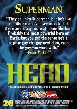 1995 Fleer DC vs. Marvel Comics #26 Superman Back