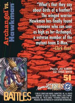 1995 Fleer DC vs. Marvel Comics #51 Archangel / Hawkman Back