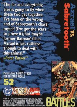 1995 Fleer DC vs. Marvel Comics #52 Azrael / Sabretooth Back