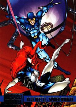 1995 Fleer DC vs. Marvel Comics #54 Blue Beetle / Spider-Woman Front