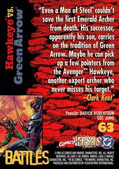 1995 Fleer DC vs. Marvel Comics #63 Hawkeye / Green Arrow Back