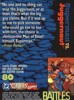 1995 Fleer DC vs. Marvel Comics #80 Superman / Juggernaut Back