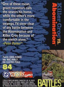1995 Fleer DC vs. Marvel Comics #84 Killer Croc / Abomination Back