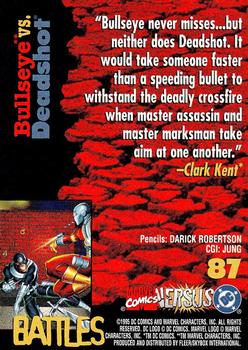 1995 Fleer DC vs. Marvel Comics #87 Bullseye / Deadshot Back